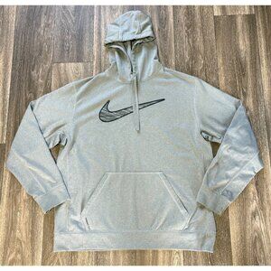 Nike Therma Fit Men's Hoodie Sweatshirt Gray Pullover Drawstring Large Pocket